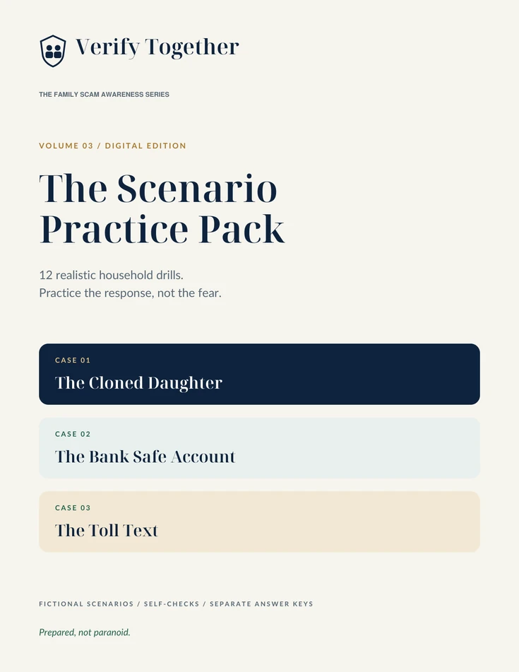 First page of the included twelve scam drills